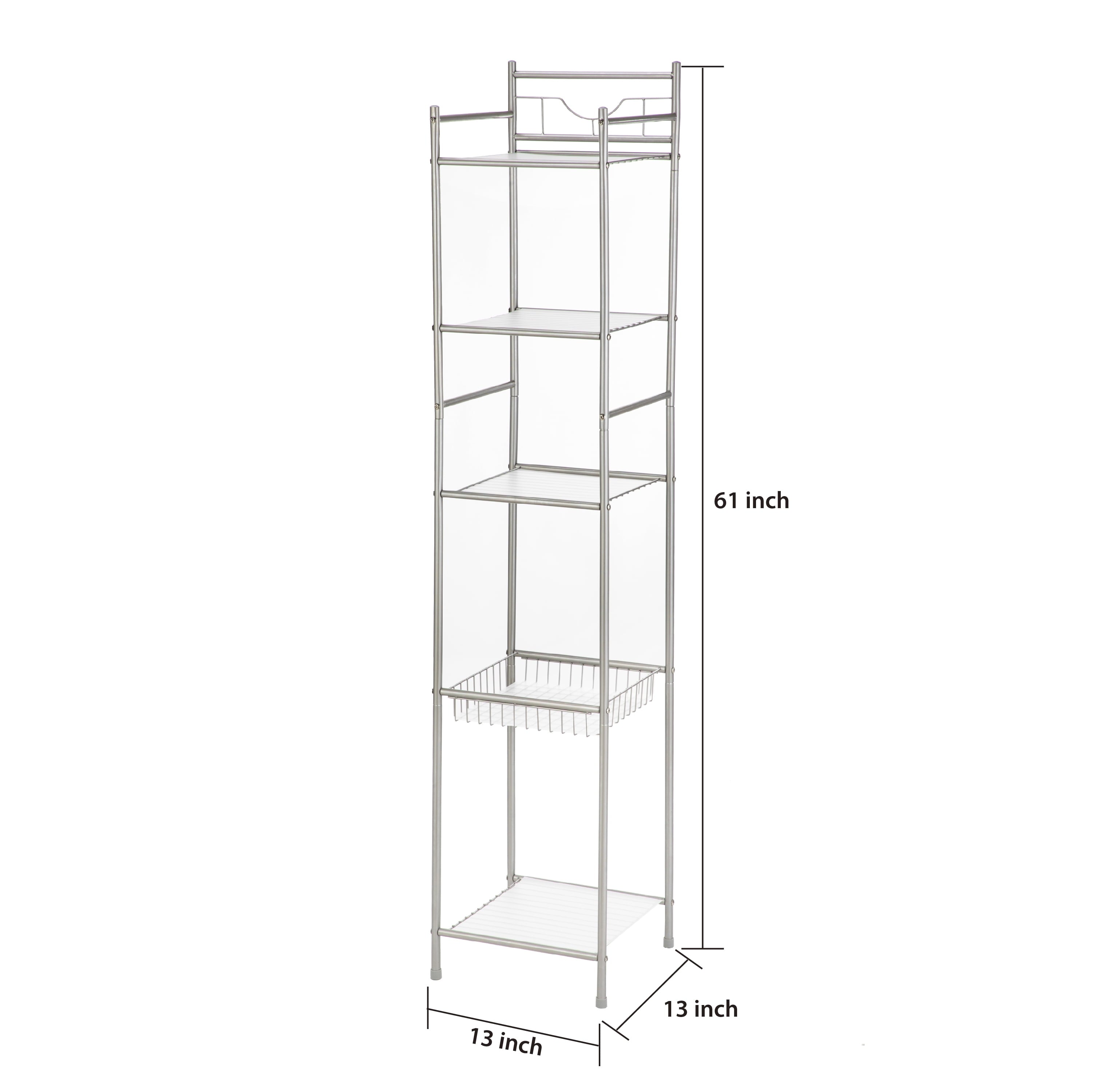 Mainstays 5 Shelf Steel Storage Shelf Unit, Satin Nickel Finish for Adults, Seniors and Teens