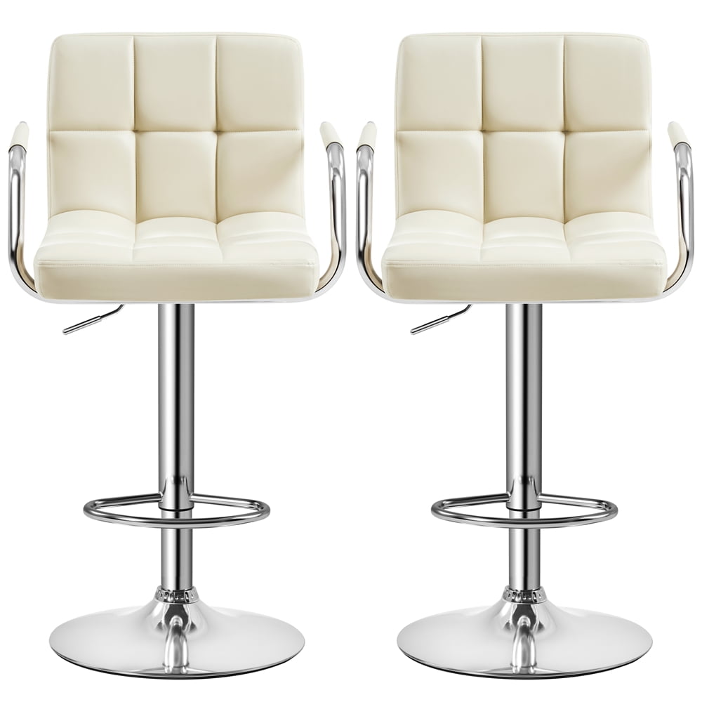 Yaheetech 2pcs PU Leather Adjustable Bar Stools for Dining Room, Black