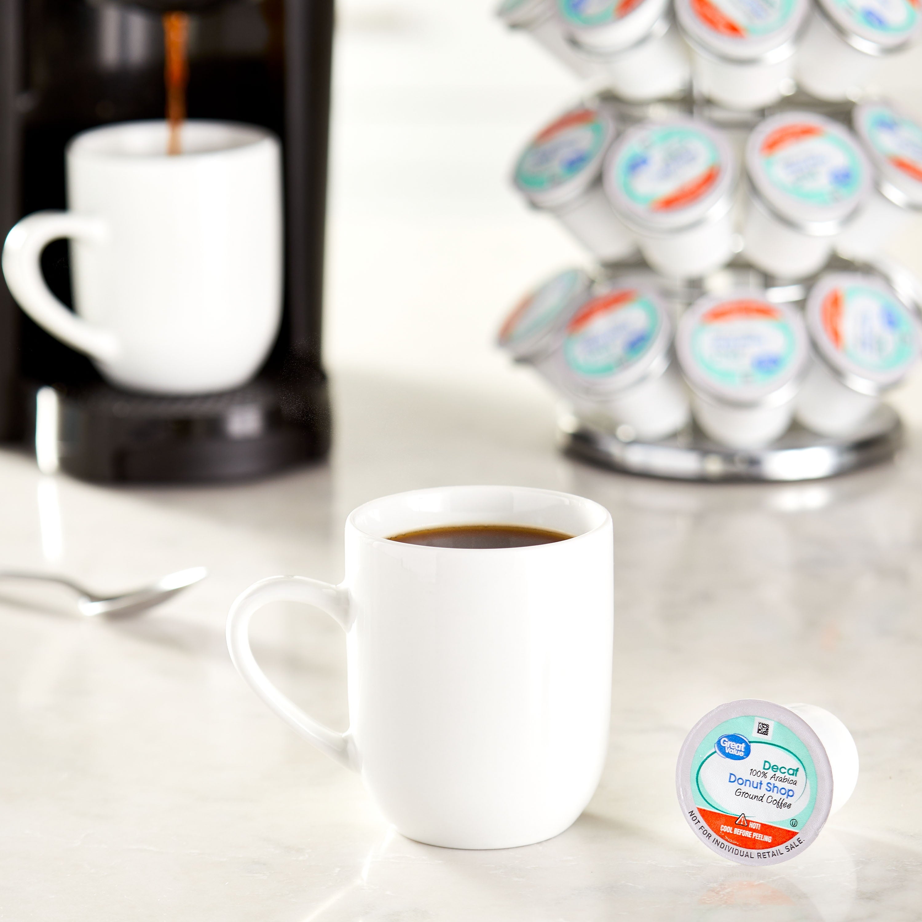 Great Value Donut Shop Decaf Ground Coffee Pods, 12 Count