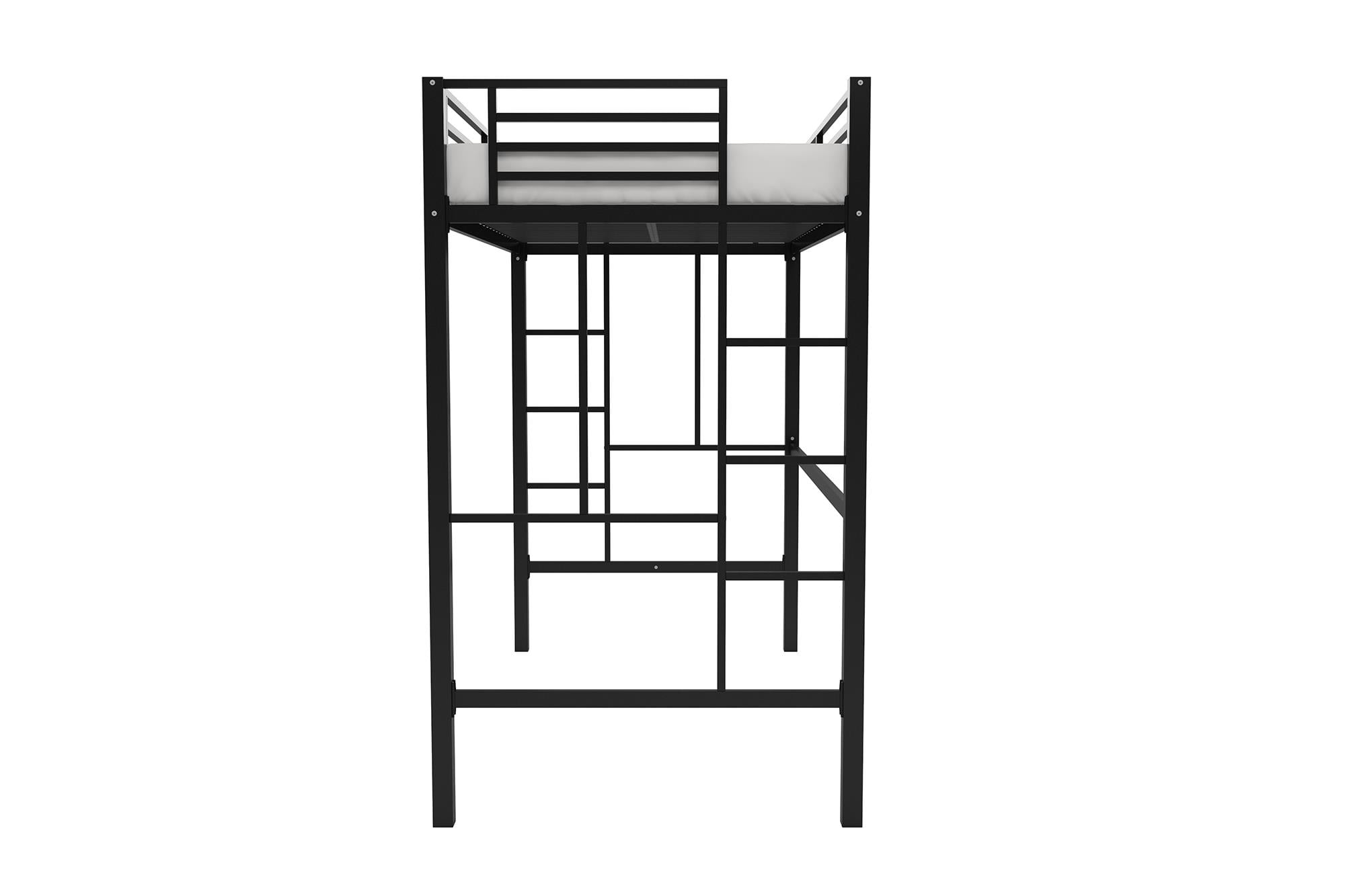 Your Zone Brittain Twin Metal Loft Bed, Black