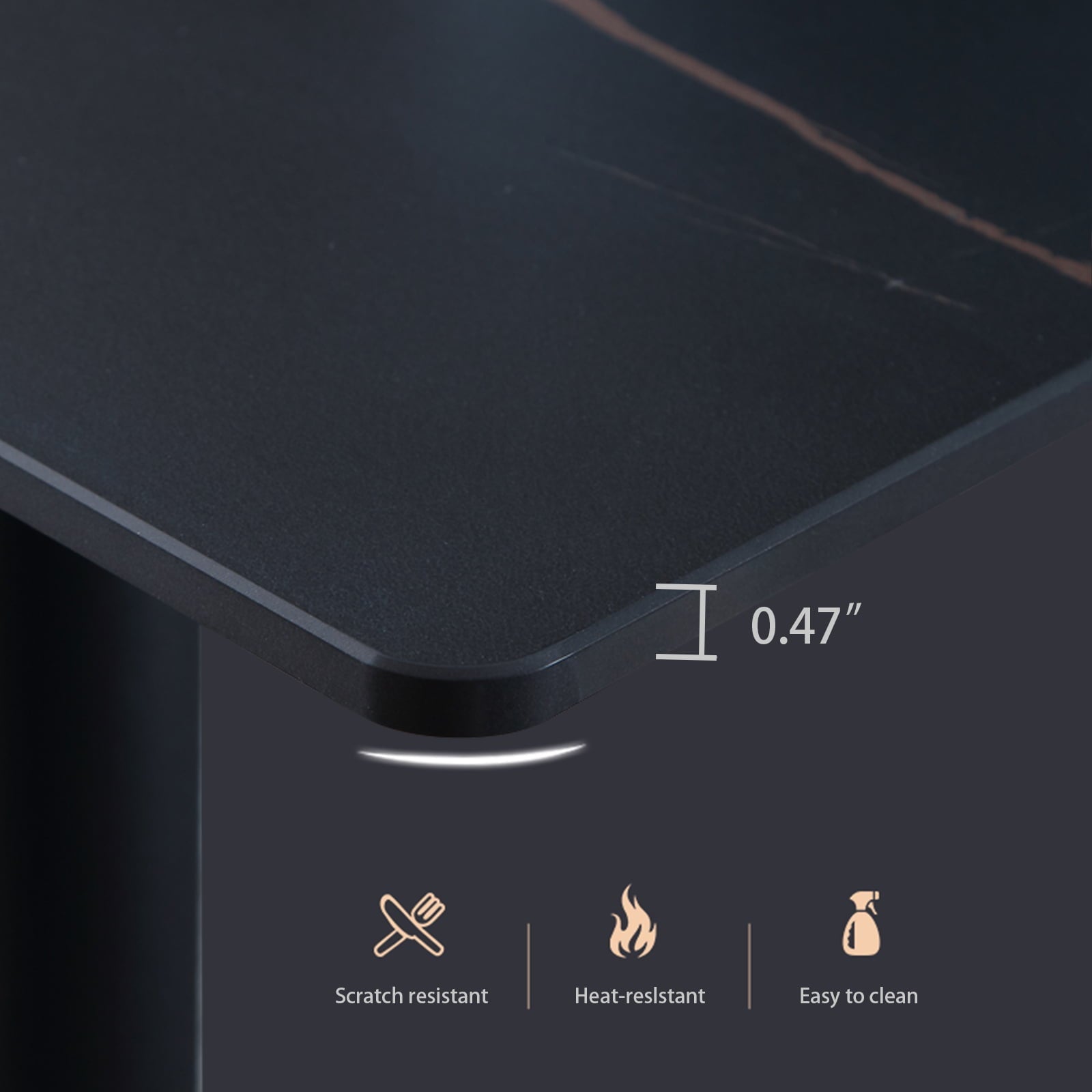 Dining Table, Modern Kitchen Table Set Top with Slate Stone, Metal Base & Legs, Dining Room Table and Chairs