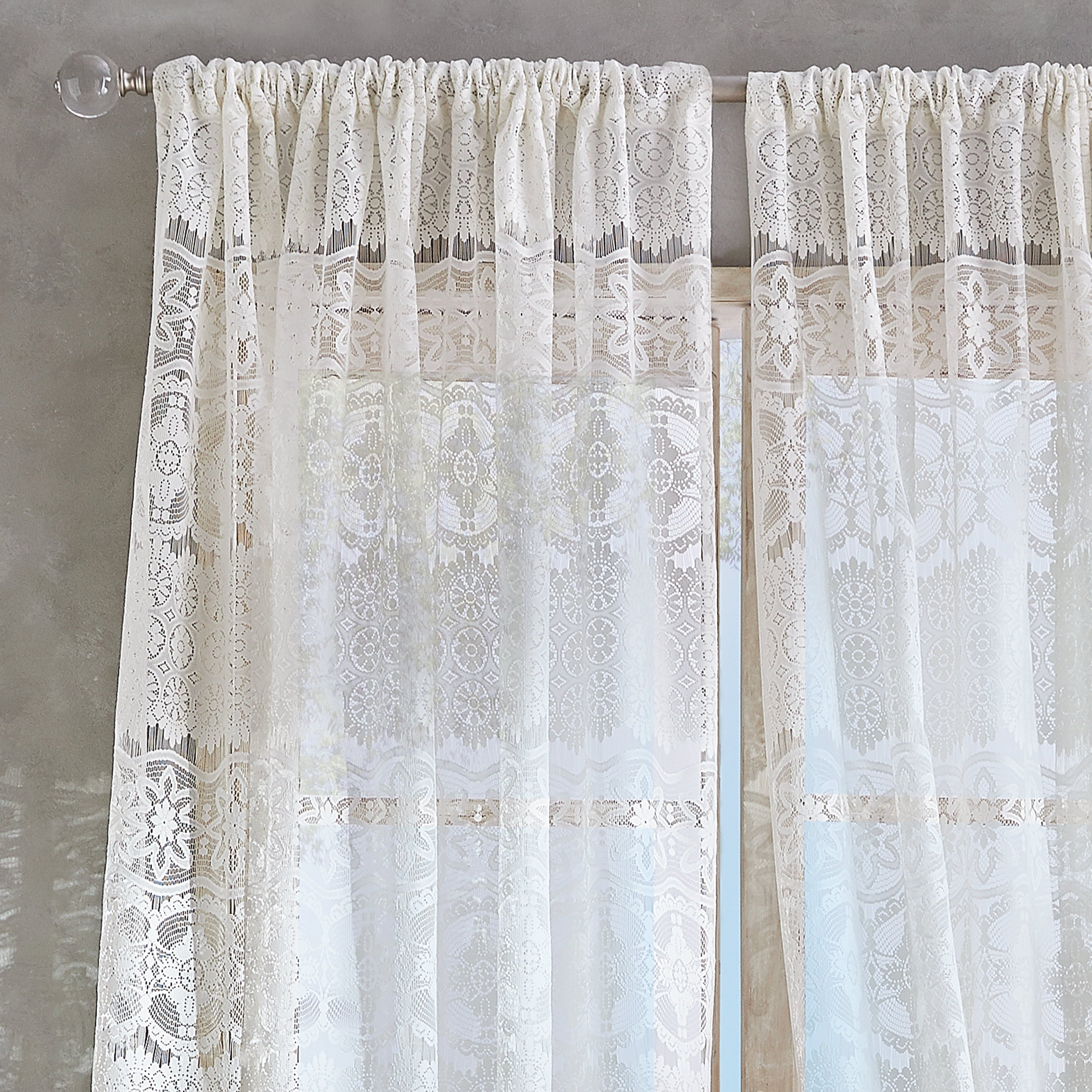 CHF Boho Lace Sheer Rod Pocket, Single Panel, 60