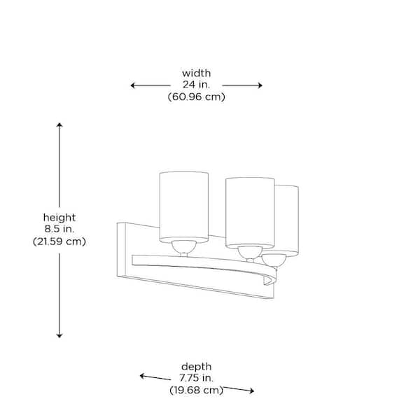 Moonlight 24-in. 3-Light Brushed Nickel Bathroom Vanity Light Fixture with Frosted Glass