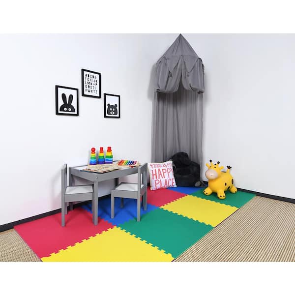 Primary Pastel 24 in. W x 24 in. L x 0.5 in. Thick Foam Exercise\Gym Flooring Tiles (4 Tiles\Case) (16 sq. ft.)
