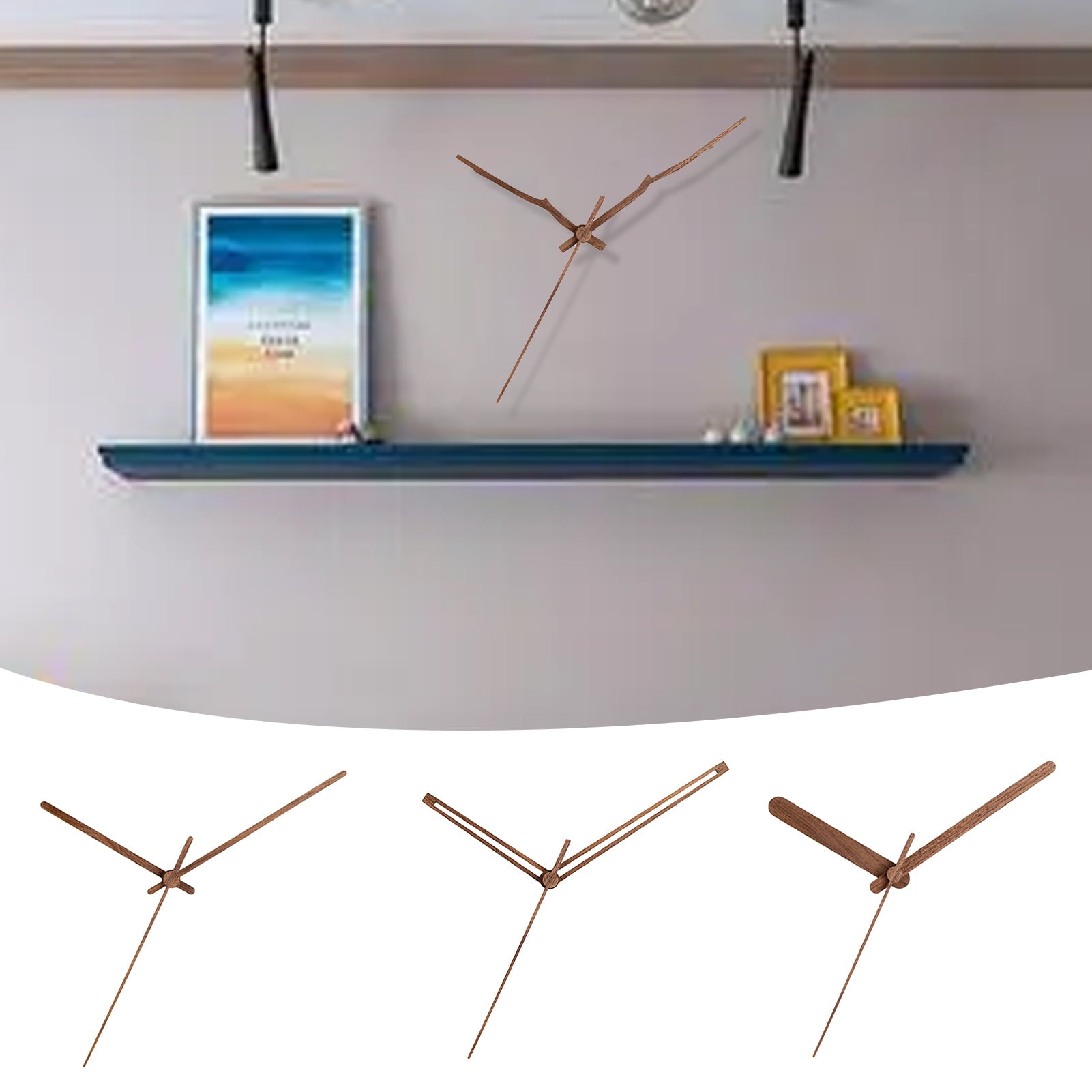 JWF Mall 3Pcs/Set Clock Hands Solid Wood High Torque Repair Parts with Copper Cover DIY Wall Clock Pointers for Home