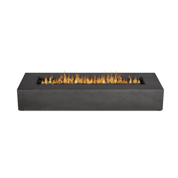 Brookhurst 72 in. W x 12 in. H Outdoor GFRC Liquid Propane Fire Pit in Carbon with Lava Rocks