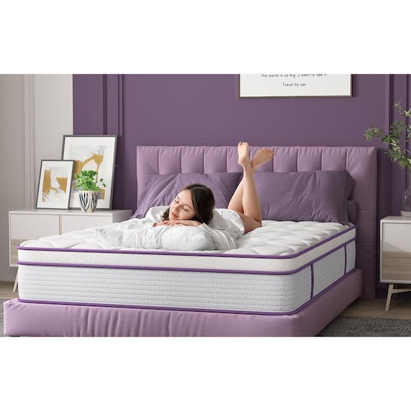 12 in. Medium Memory Foam 5-Zone Hybrid Innerspring European Top Purple Full Mattress