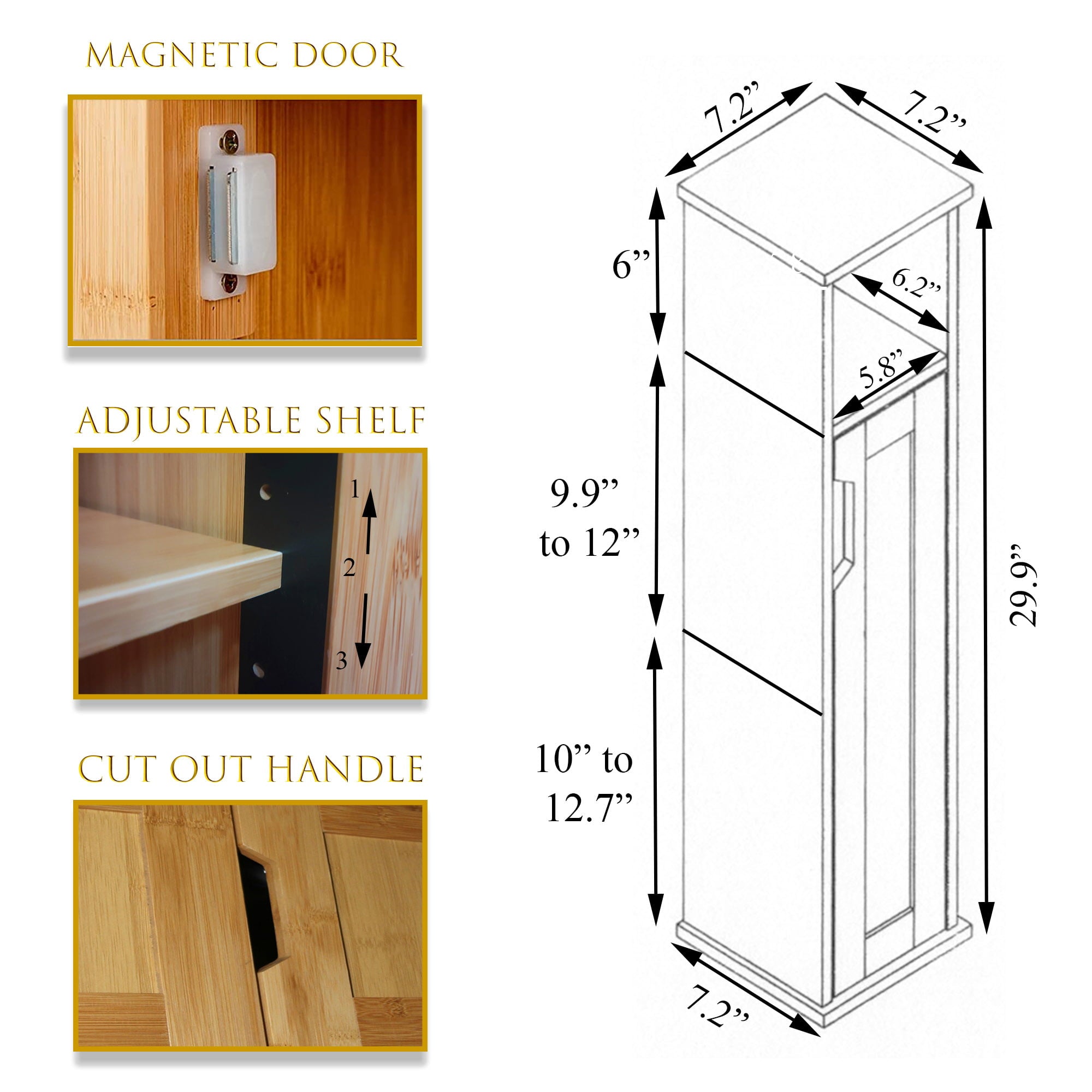 Toilet Paper Holder Stand Cabinet Mahe Bamboo - Wood