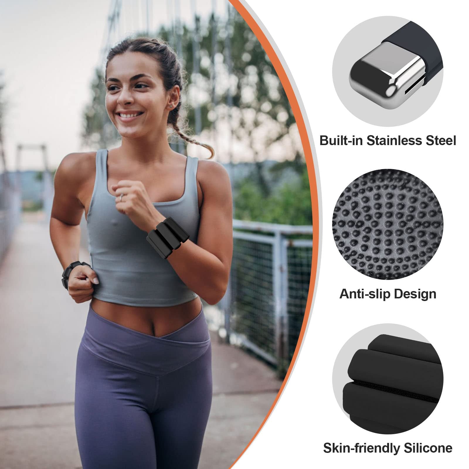 LABUBU Strength Training Adjustable Wrist & Ankle Weights for Men and Women, Set of 2 (1lb Each), Wearable Weighted Bangles(Black)