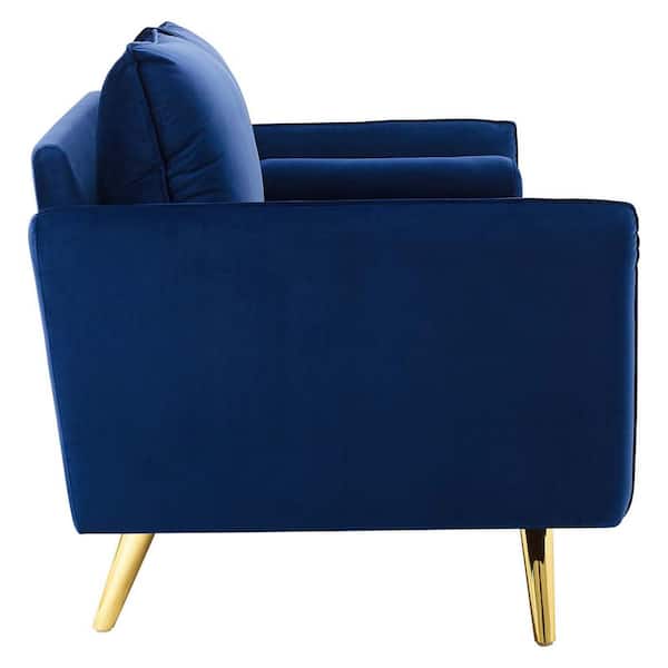 Revive 72 in. Navy Velvet 3-Seater Lawson Sofa with Square Arms