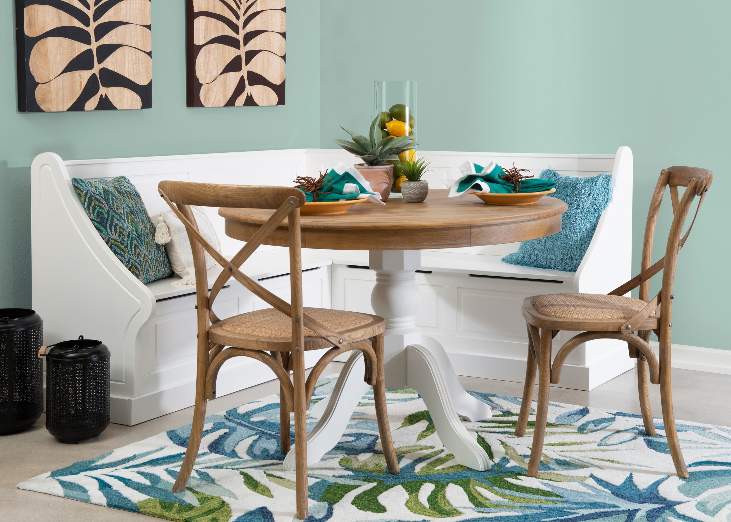 Linon Tobin  Pedestal Dining Table - Natural/White