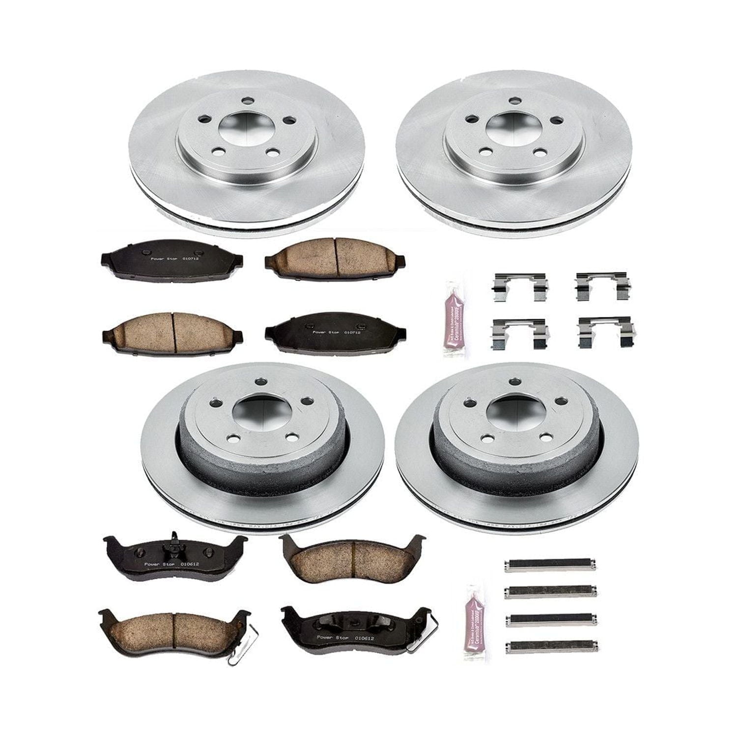 Power Stop Front and Rear Stock Replacement Brake Pad and Rotor Kit KOE1365