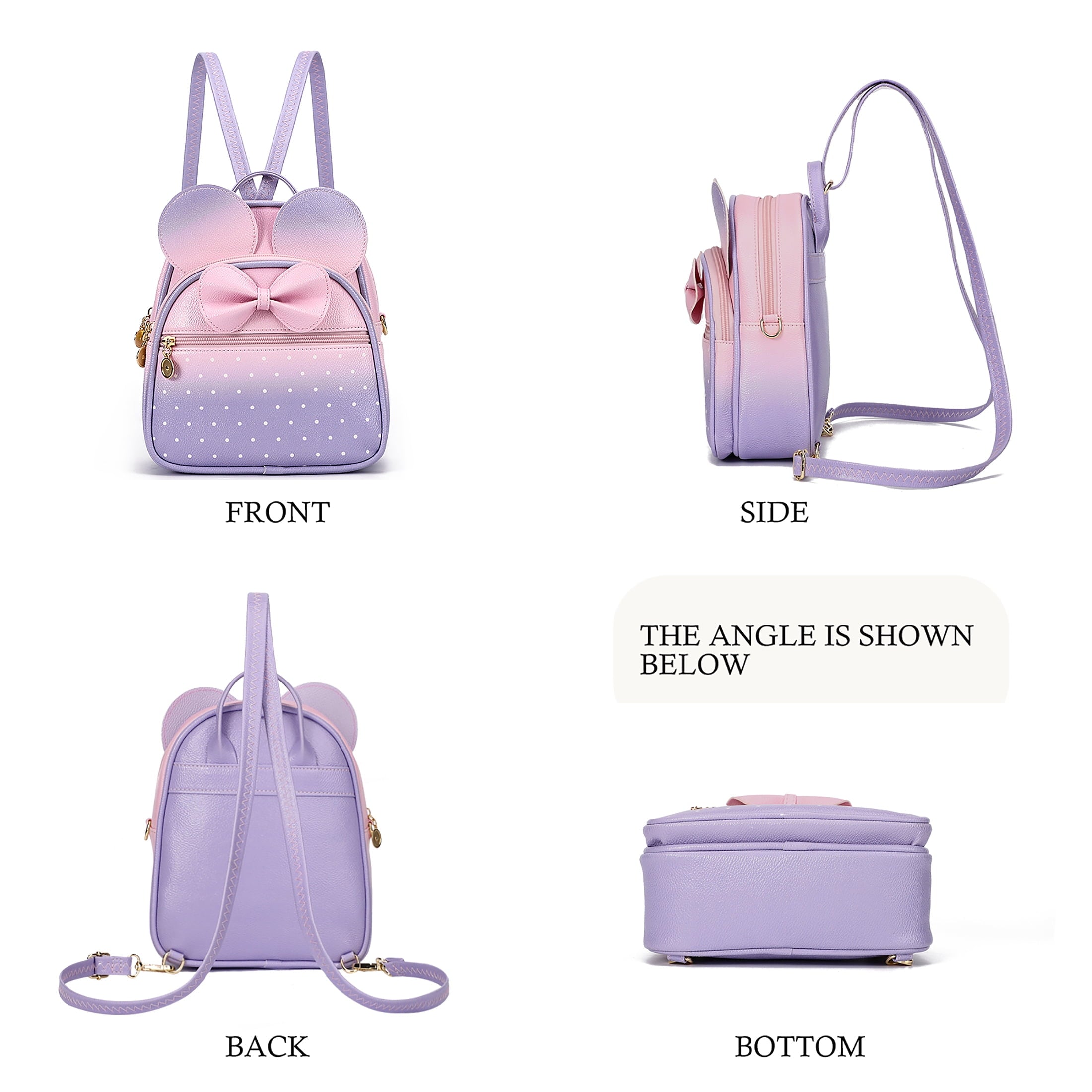 KL928 Women Girls Gradient Fashion Backpack Purse Women's Mini Quilted Zipped Backpack Christmas Gifts