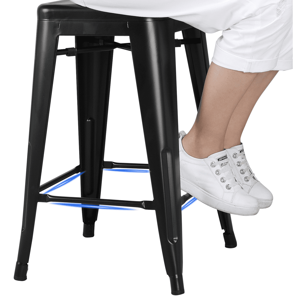 Yaheetech 24'' Metal Counter Stools, Set of 4, Black