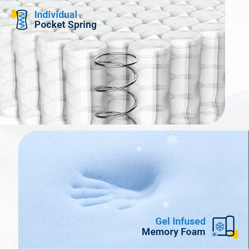 Size Mattress, Avenco Queen Mattress Firm, 10 inch Hybrid Queen Mattress in a Box, Innerspring and Gel Memory Foam, Grey, Pillow Top