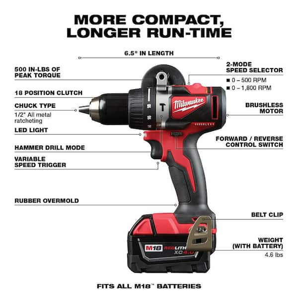 M18 18V Lithium-Ion Brushless Cordless Hammer Drill and Impact Combo Kit W/ Bonus 5.0Ah Battery