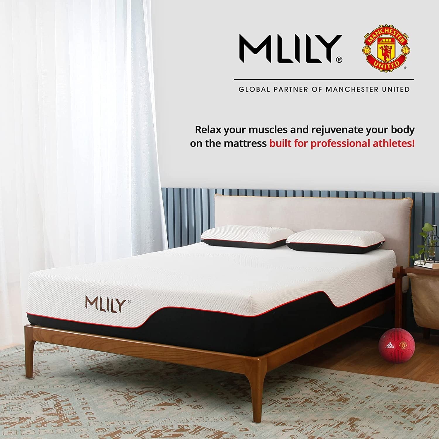 Manchester United Theatre of Dreams 12 inch Mermory Foam Mattress, Twin Size Mattress in a box,Medium Plush