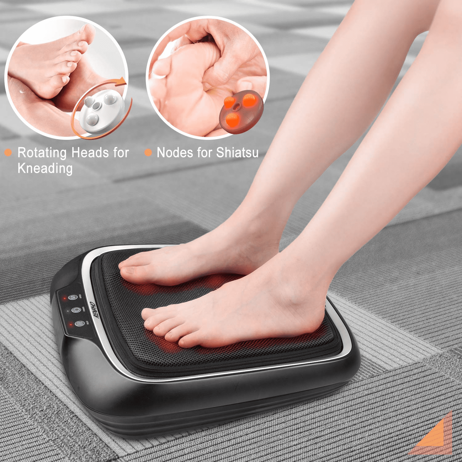 RENPHO Foot Massager with Heat, Shiatsu Heated Electric Foot Massager, Deep Kneading Feet & Back Massager for Muscle Pain Relief, Plantar Fasciitis, Home and Office Use Fit Size Feet up to 14
