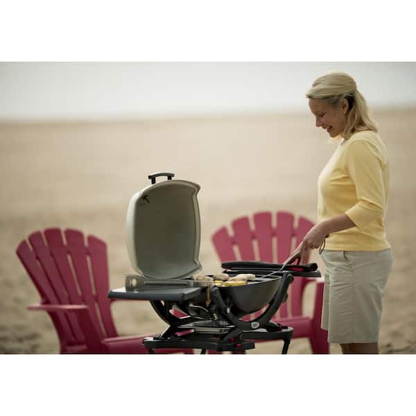 Q 2200 1-Burner Portable Propane Gas Grill in Titanium with Built-In Thermometer