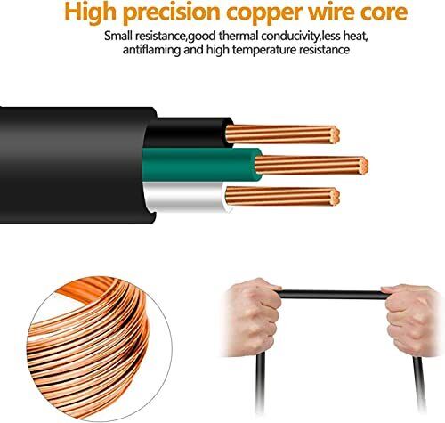 25 FT 12/3 Extension Cord Heavy Duty Black 3-Outlet Indoor/Outdoor SJTW 12-Ga...