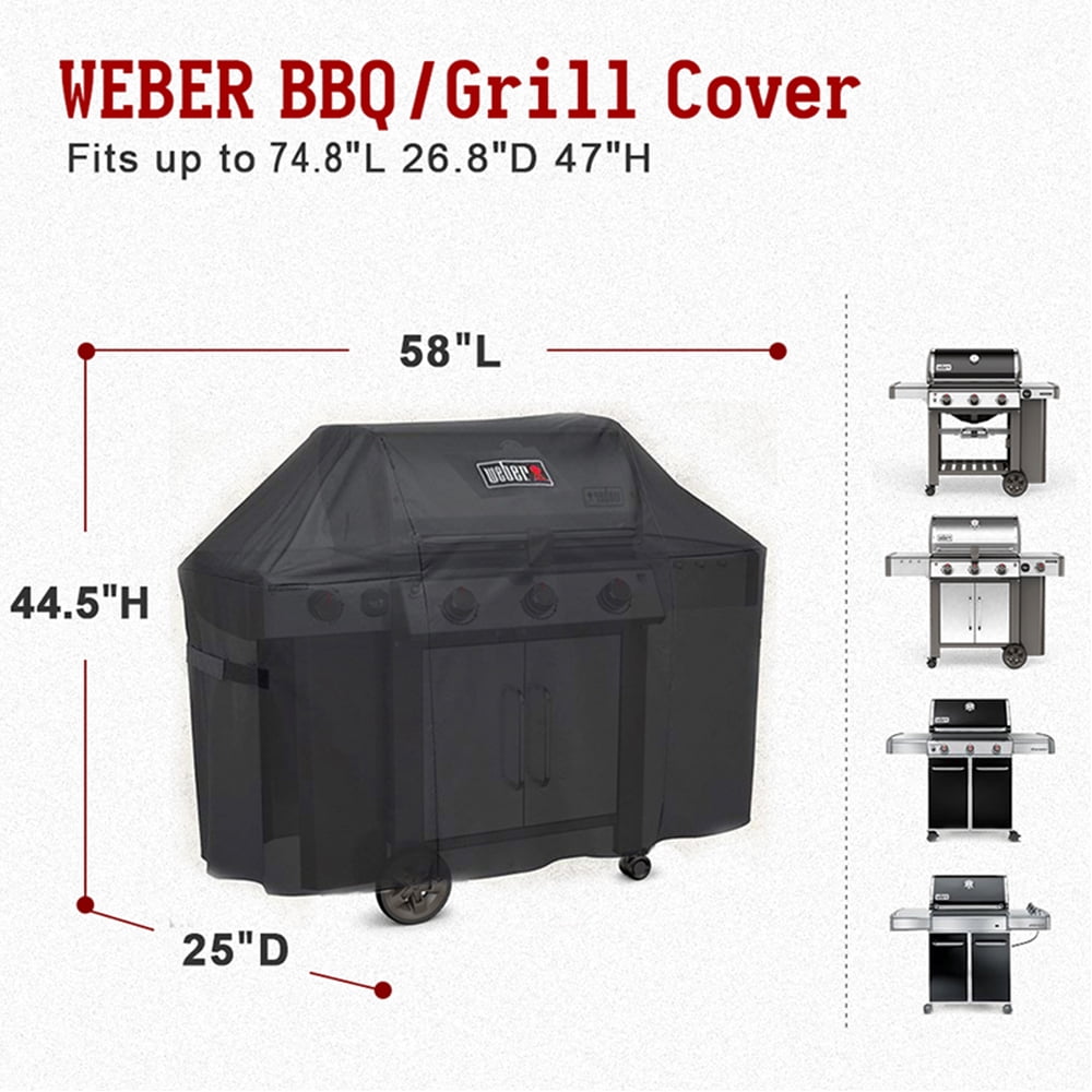 Weber Genesis II 300 Series  Grill Cover, Heavy Duty and Waterproof, Fits Grill Widths Up To 58 Inches
