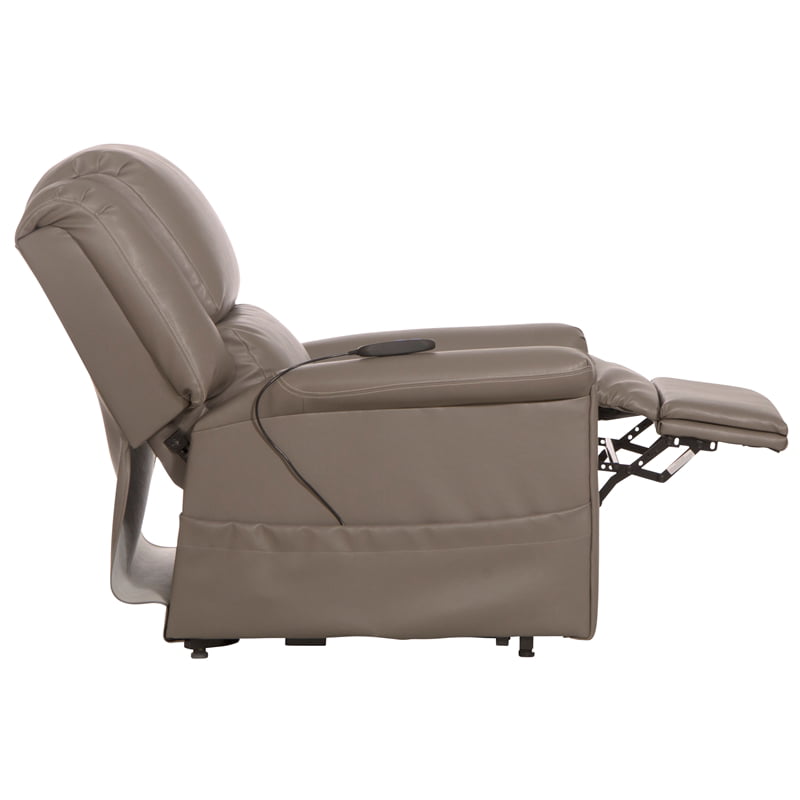 Catnapper Hewitt Power Lift Lay-Flat Recliner with Gray Disinfectable PU Fabric