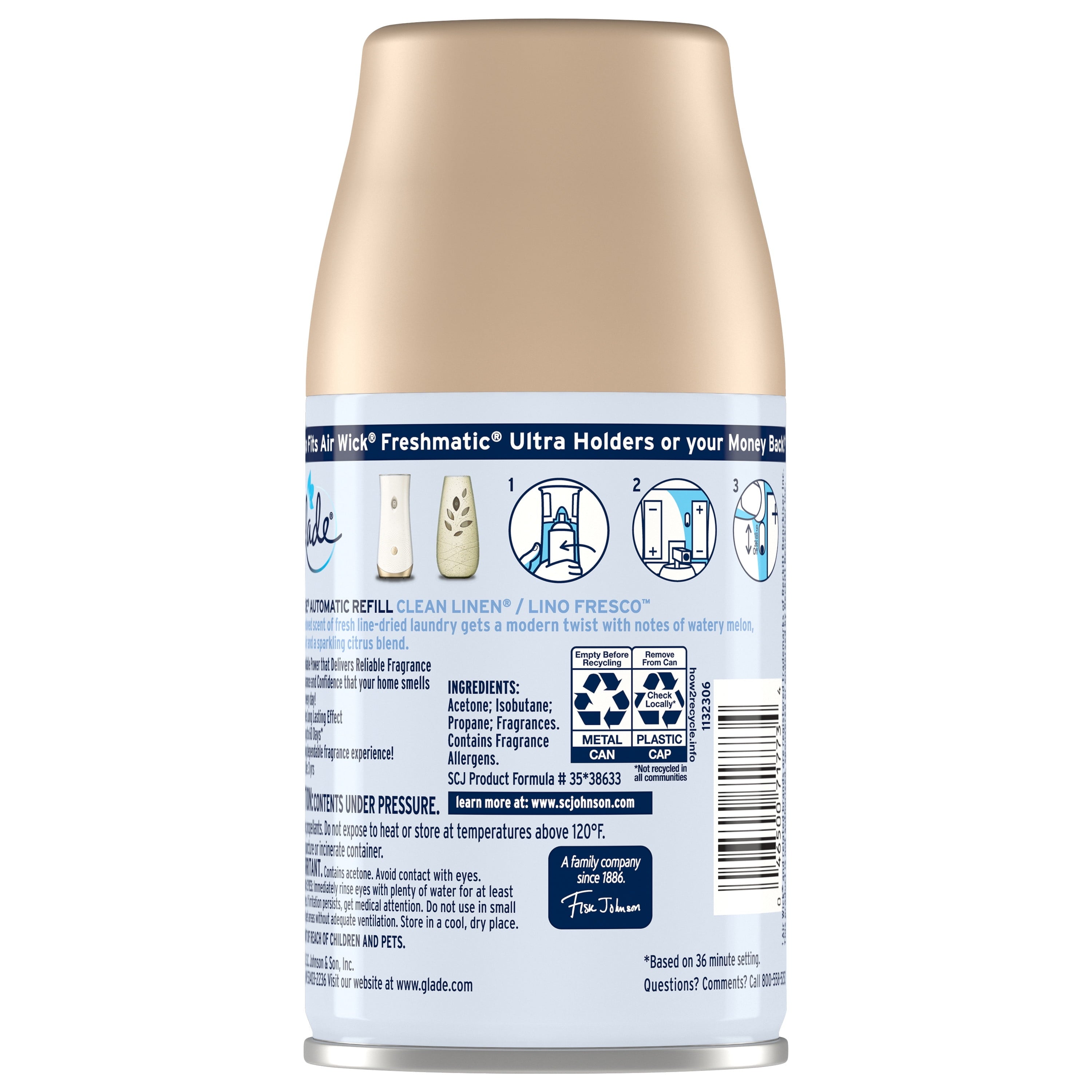 Glade Automatic Spray Refill, Air Freshener, Clean Linen™, 6.2 oz