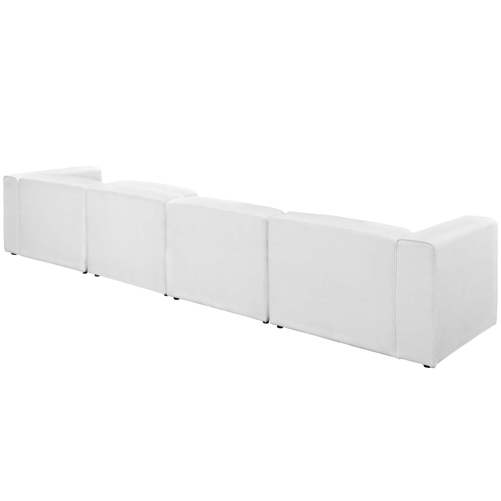 Modway Mingle 5 Piece Upholstered Fabric Sectional Sofa Set in White