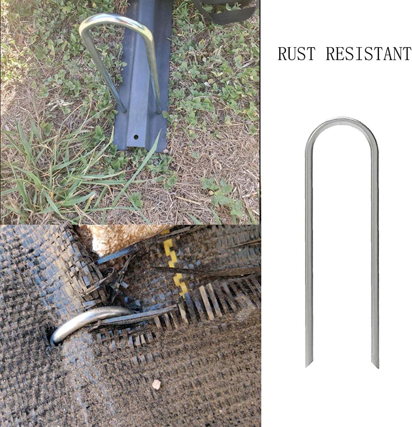 AAGUT 16 Pack Garden Landscape Staples 6 Inch Soaker Hose Stakes 11 Gauge Drip Line Irrigation Stakes Water Hose Hooks Galvanized Lawn U Pins Sod Nails