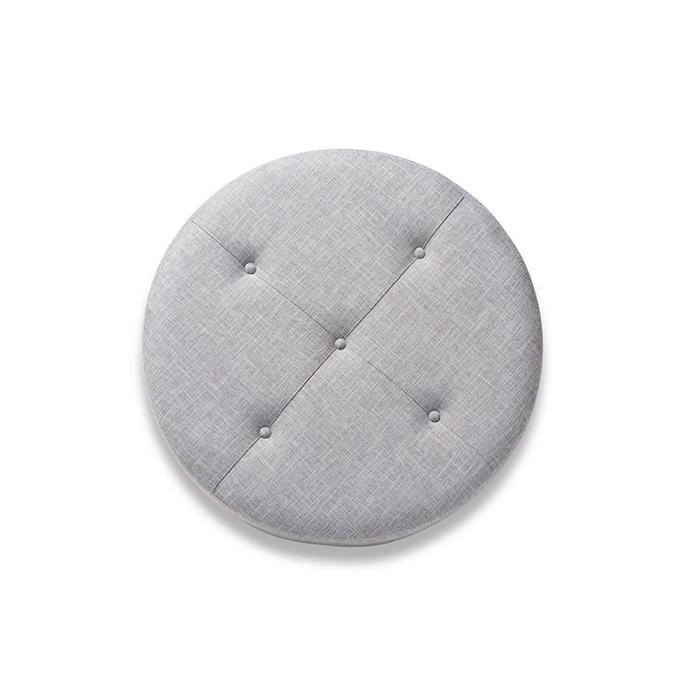 Vinet Modern and Contemporary Light Gray Fabric Upholstered Natural Wood Cocktail Ottoman