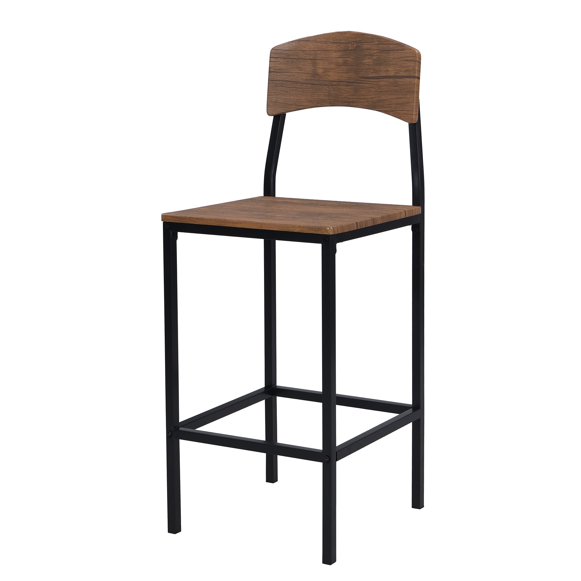 Paproos 5-Piece Counter Height Dining Table and Chairs Set, Brown Finish Drop Leaf Dinner Table and 4 Chairs Set for Kitchen Dining Room Breakfast Nook, Farmhouse Dining Table Set with Black Frame