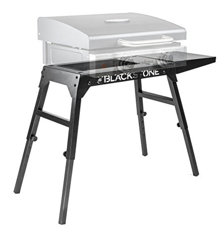 Universal Griddle Stand with Adjustable Leg and Side Shelf - Made to fit 17¡± or 22¡± Propane Table Top Griddle ¨C Perfect Take Along Grill Accessories for Outdoor Cooking and Camping (Black)