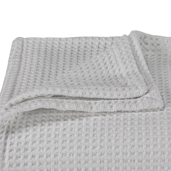 Waffleweave 1-Piece Light Gray Cotton Full/Queen Blanket