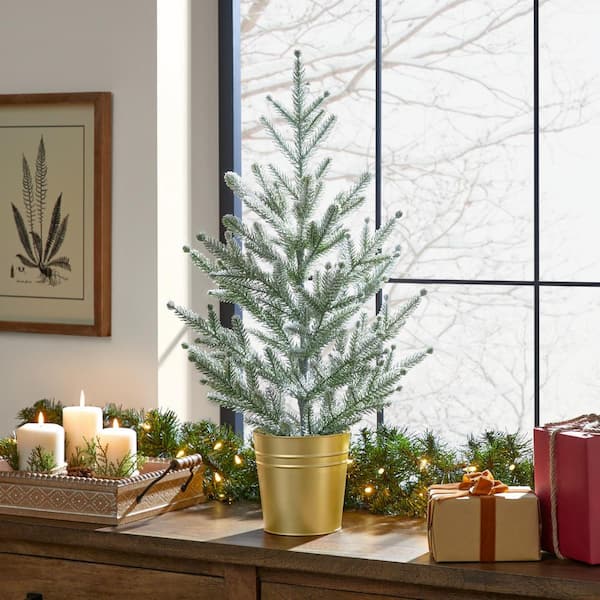 26 in. Flocked Fir Unlit Tabletop Artificial Tree