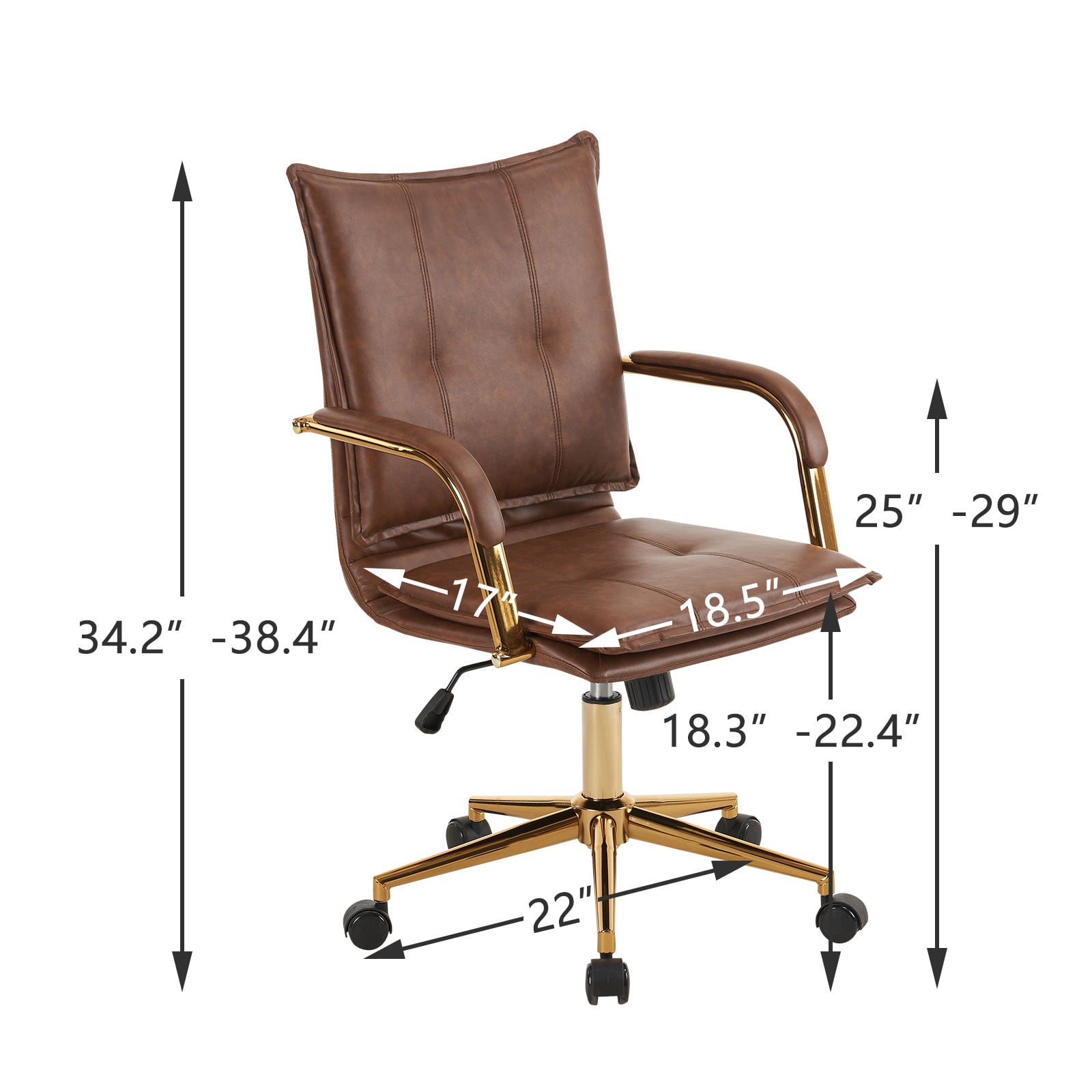 MOJAY PU Leather Ergonomic Executive Office Desk Chair, Brown