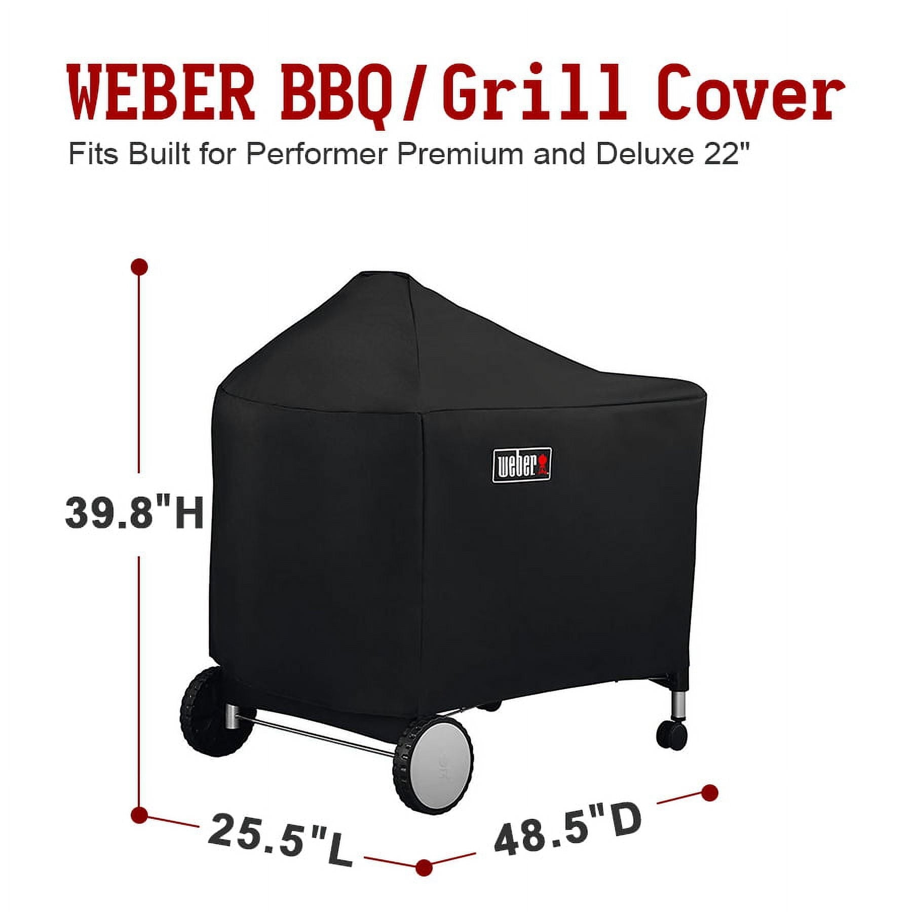 Weber 7152 Grill Cover for Performer Premium and Deluxe, for Weber Performer Charcoal Grills, 22 Inch(48.5 X 25.5 X 39.8 inches)