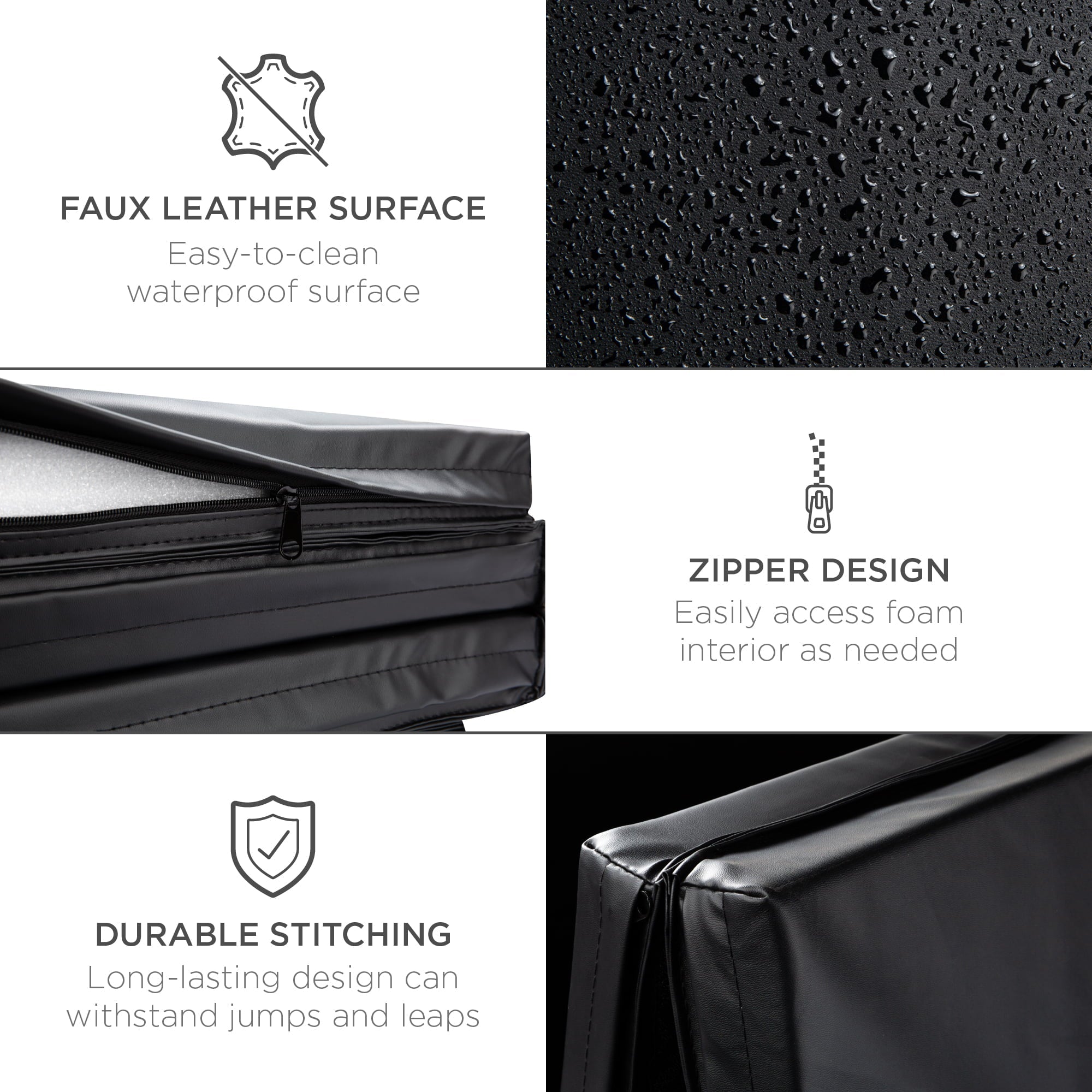 Best Choice Products 10ftx4ftx2in Folding Gymnastics Mat 4-Panel Exercise Workout Floor Mats w/ Handles  Black