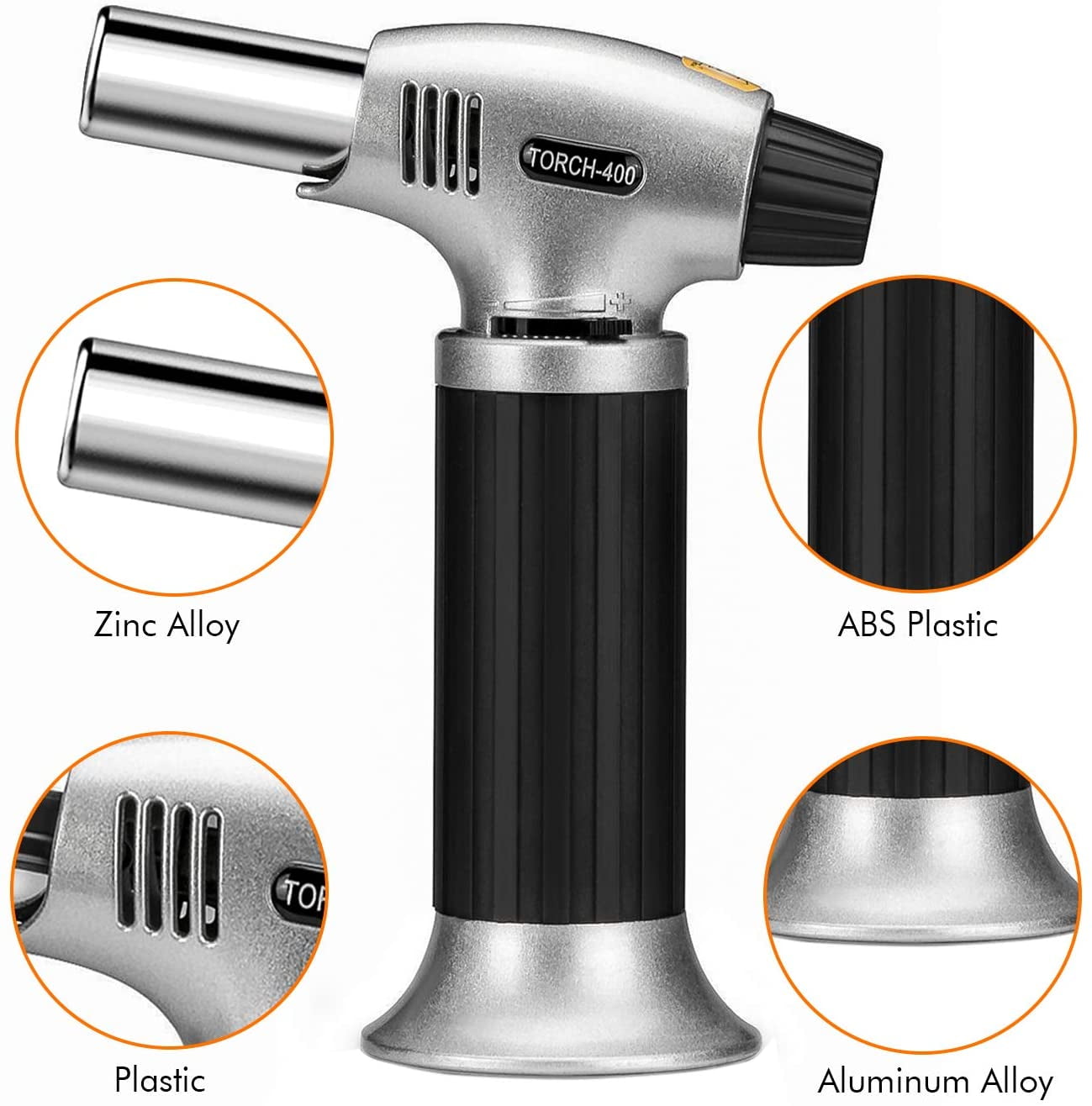 Culinary Butane Torch Lighters Kitchen Blow Torch for Cooking with Safety Lock & Adjustable Flame, Refillable Kitchen Torch & Cooking Torch for Creme Brule & Baking