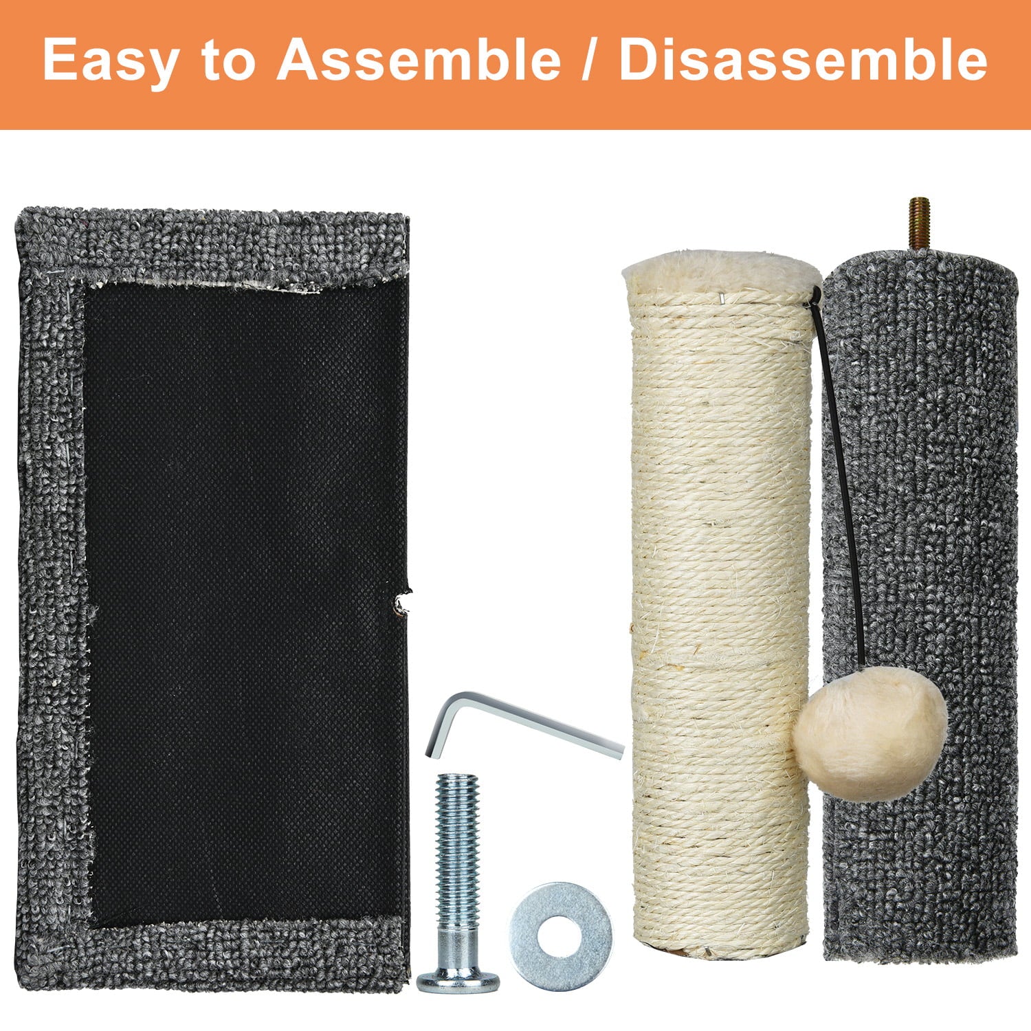 LONGRV Cat Scratching Post, Natural Sisal Scratcher Board, Cat Interactive Toys,20.5Inch