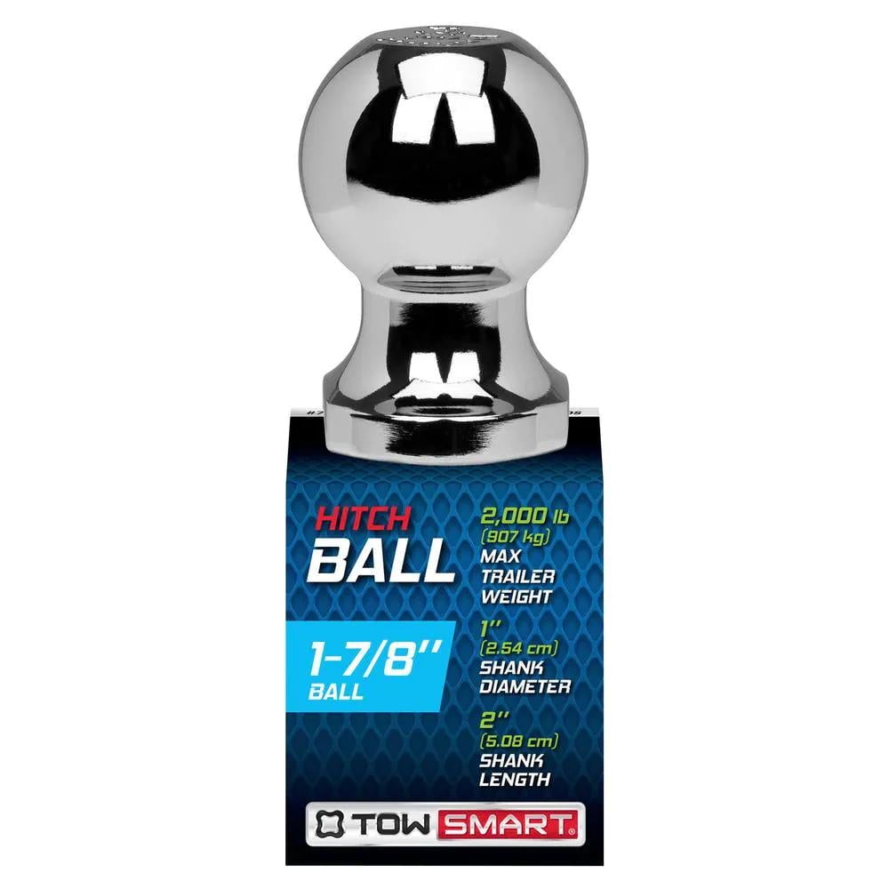 TowSmart Trailer Hitch Ball, Class I, 1-7/8in Ball, 1in x 2in Shank, 2000lb, 712, Chrome, 1 Each