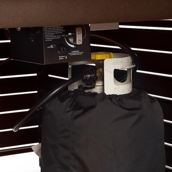 48 in. x 36 in. Brown Rectangular Aluminum Propane Fire Pit Table, Glass Beads, 2 Covers, Lid, 55,000 BTUs