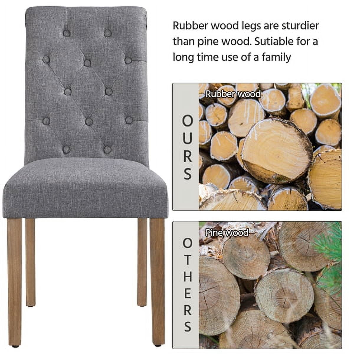 Alden Design Tufted Upholstered High Back Parson Dining Chair, Set of 2, Gray