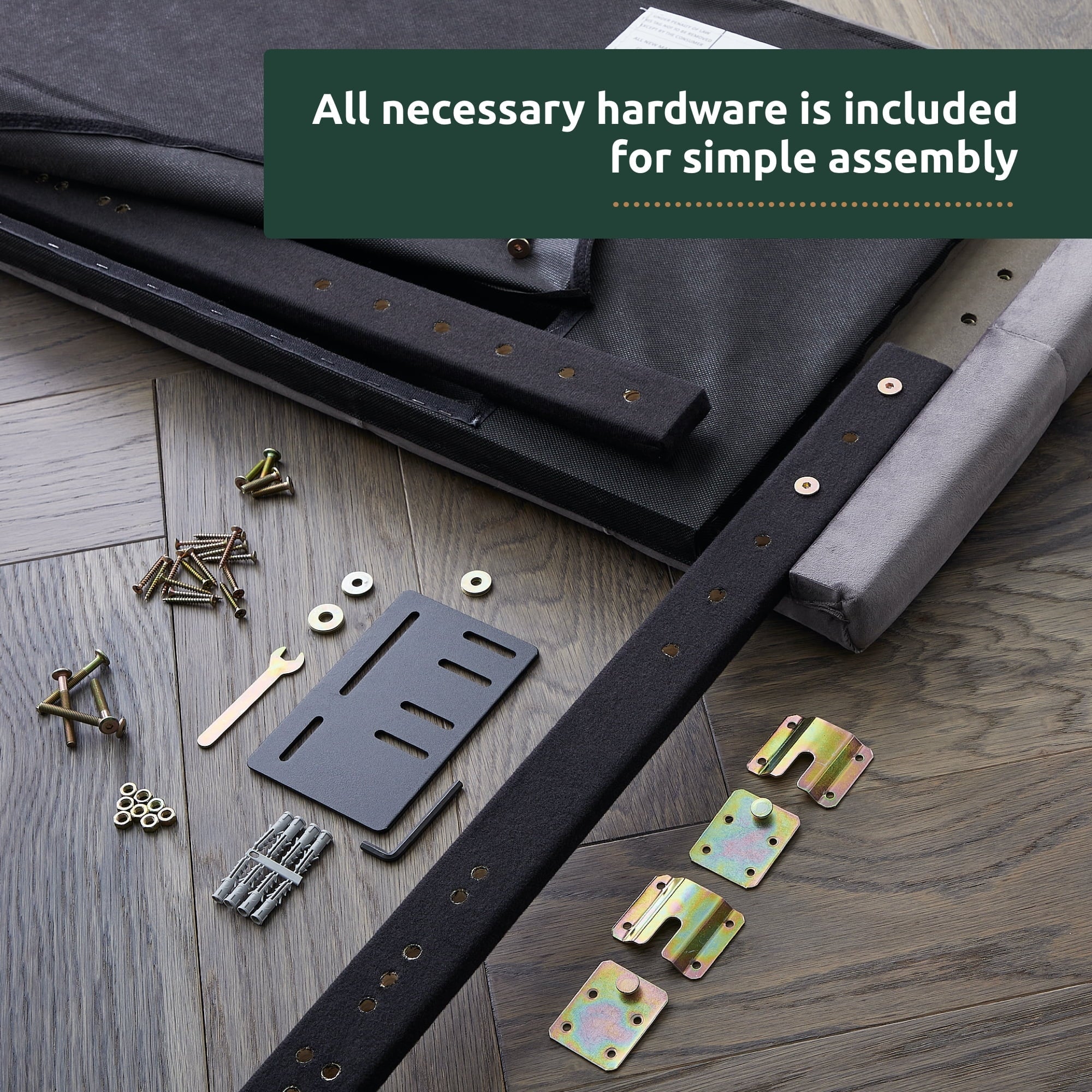 Rest Haven Tufted Velvet Upholstered Headboard, Queen, Gray