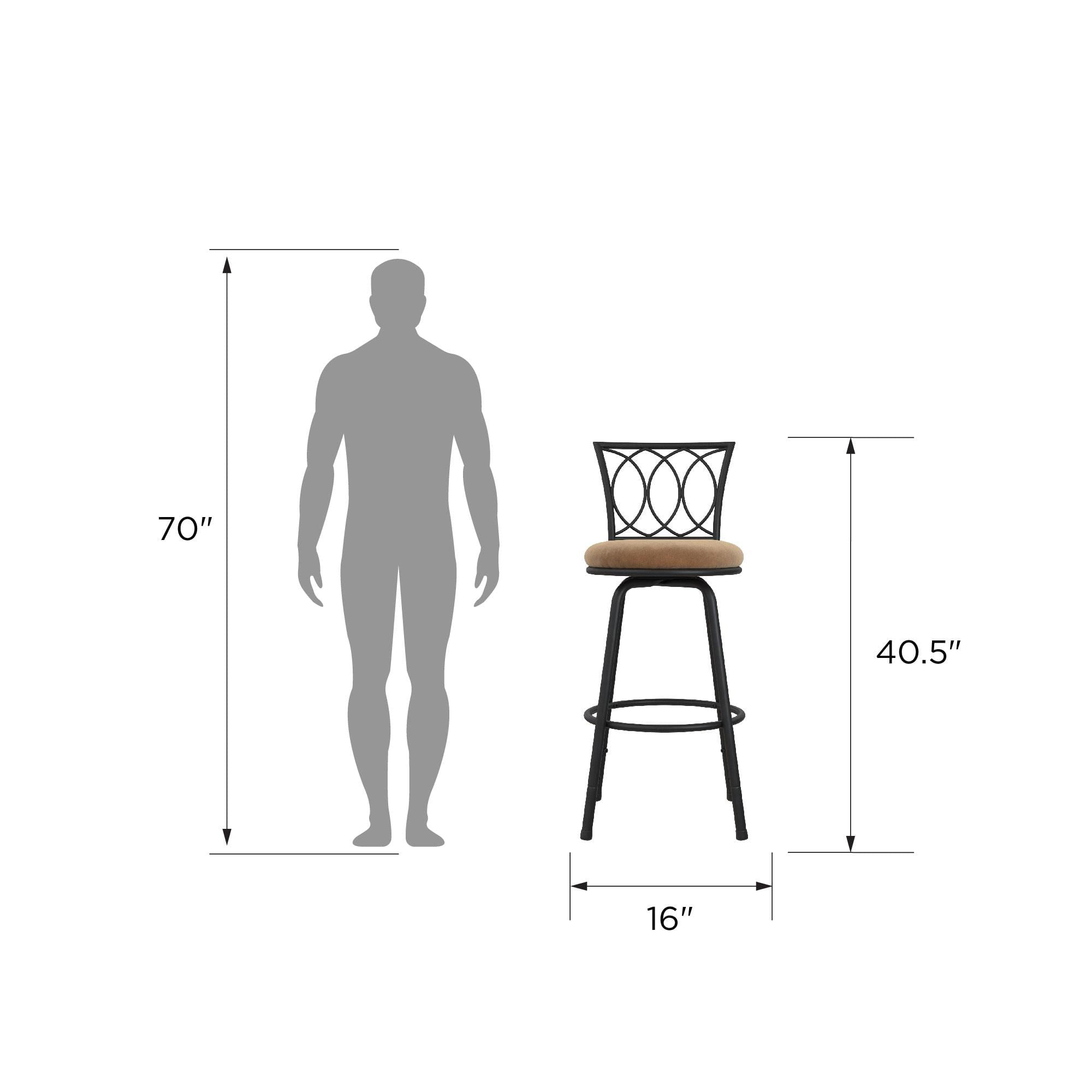 DHP Arcadio Adjustable Swivel Barstool, Tan Microfiber, Set of 3