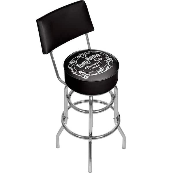 Vintage 1903 Motor Company 31 in. Chrome Swivel Cushioned Bar Stool