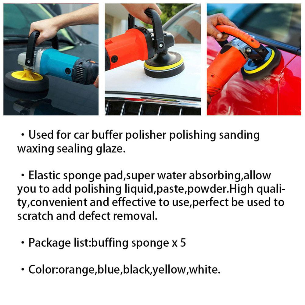 5Pcs 6 Inch Backing Plate Compound Buffing Sponge Pads Polishing Pads Kit