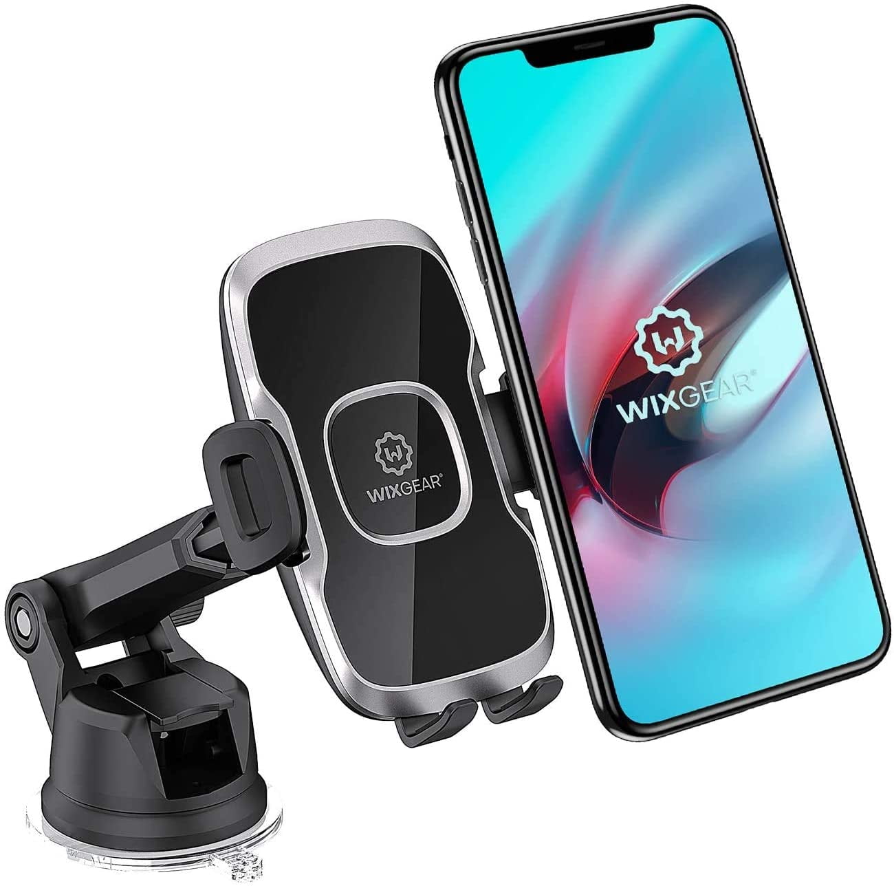 WixGear Phone Holder for Car, Universal Dashboard Windshield Phone Car Suction Cup Mount Holder for Cell Phone 360 Degree Rotation Compatible with iPhone Xs/XS Max / 8/7 / 6, Galaxy S and Mo