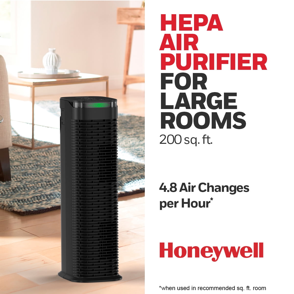 Honeywell Allergen Plus HEPA Air Purifier Allergen Reducer 200 sq ft Wildfire/Smoke, Pollen, Pet Dander, Dust, HPA180