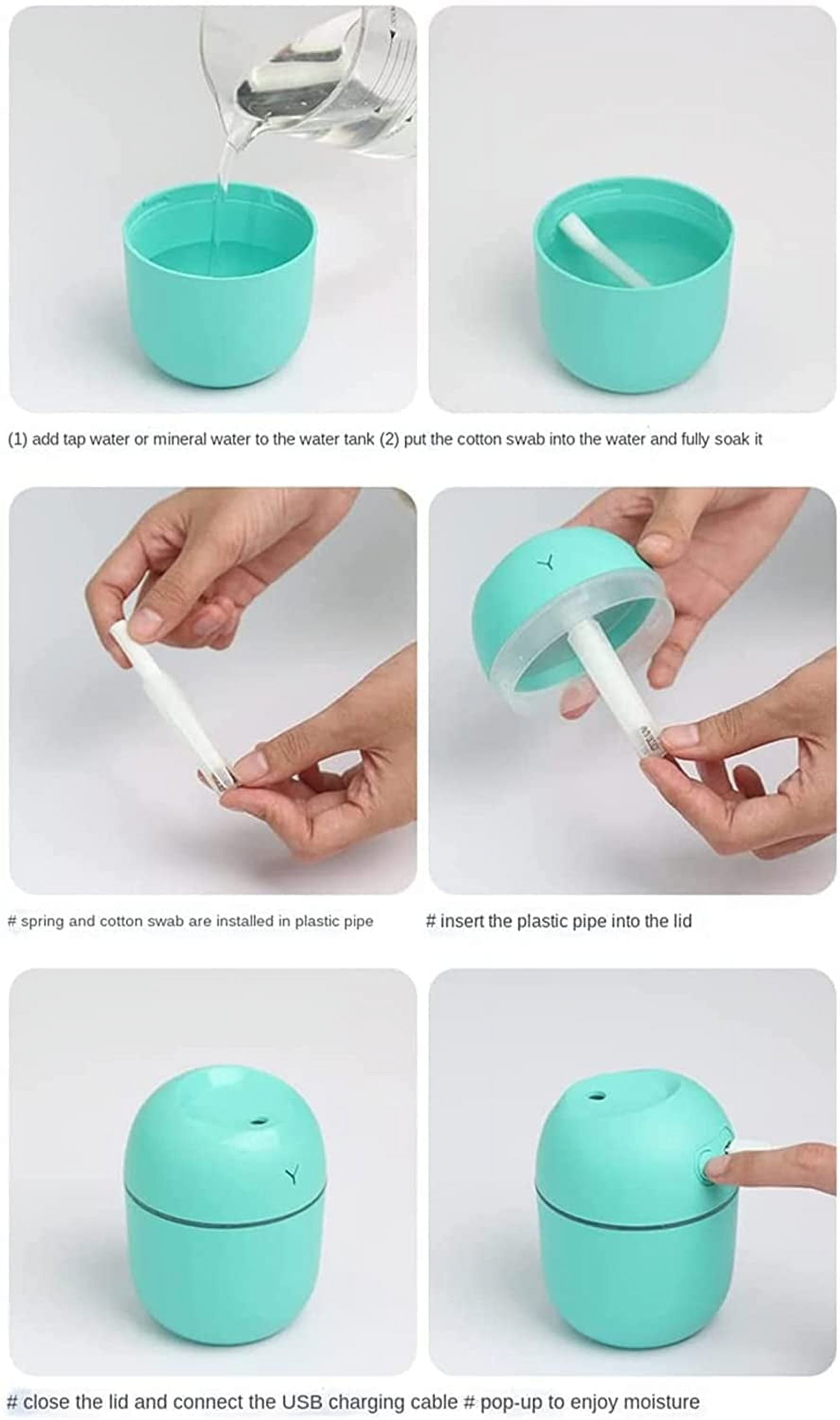 Mini Humidifier, 220ml Small Cool Mist Humidifier, USB Personal Desktop Humidifier for Baby Bedroom Travel Office Home, Auto Shut-Off, 2 Mist Modes, Super Quiet