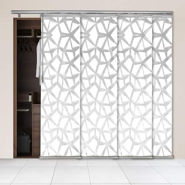 Snowdrops Adjustable Sliding Single Rail Panel Track with 23.5 in. Slates, Extendable 48 in. to 88 in. W x 94 in. L